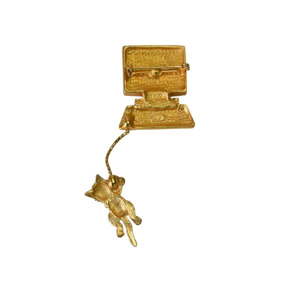JJ Jonette Cat & Mouse Computer Monitor Mouse Error! Kitty Kitten Cat Brooch Pin - Picture 2 of 3